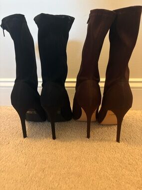 Fashion Nova Black and Brown Stiletto Sock Boots